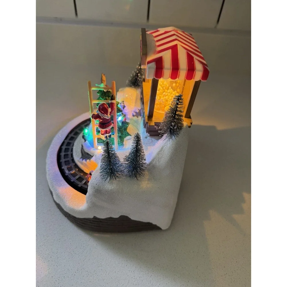 Christmas Village Houses Popcorn Wagon House Village with Music and Led Lights